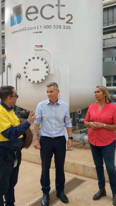 Assistant Minister for Defence, Matt Thistlethwaite, at the Katherine water treatment plant. 