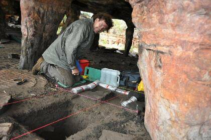 Professor Bryce Barker excavating at Gabarnmang.